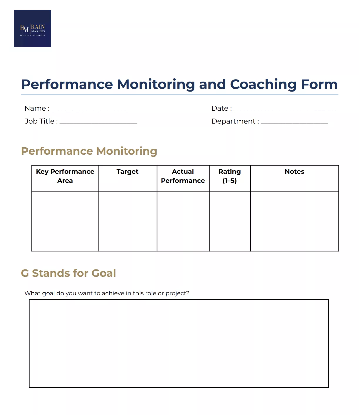 performance monitoring and coaching form